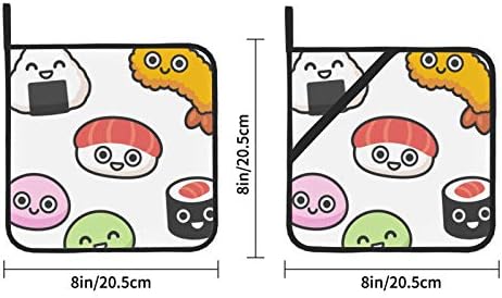 Јапонска храна кујна од ориз суши, жешки влошки за садови, држачи за резервни садови, држач за тенџере 2 парчиња држач за тенџере со џеб 8 ×