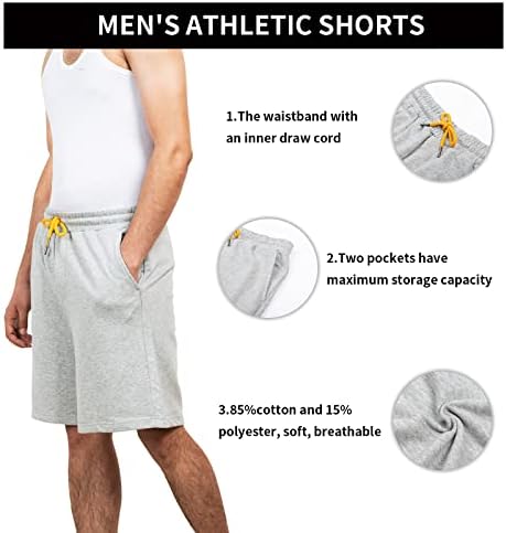 ФАСТРОКЕЕ машки атлетски шорцеви памук влечење на еластична половината обична џебна салата за џеб