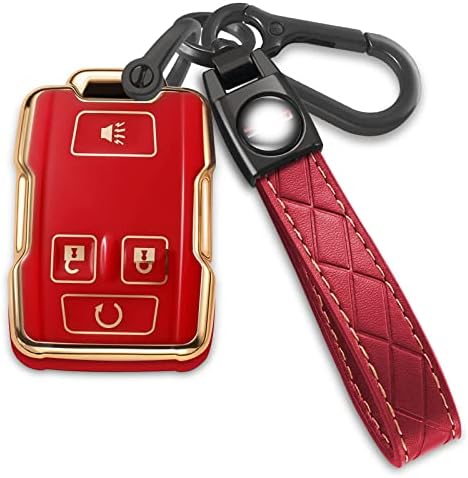 Cozla за GMC Key Fob Cover со клуч за клучеви TPU клуч за клучеви за заштита од 360 степени, компатибилна со Chevrolet Chevy Silverado Suburban
