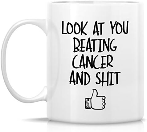 Ретрез Смешна Кригла-Погледнете Како Тепате Рак 11 Мл Керамички Чај Чаши За Кафе-Смешни, Мотивациони, Комплименти, Инспиративни подароци за опоравување на преживеа?