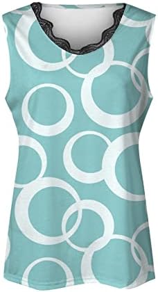 Женски Блузи За Лето 2023 Обични Модни Ленти За Печатење Чипка В-Вратот Резервоарот Блузи