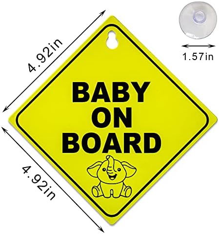 2 ПАРЧИЊА Бебе На Налепници Знак За Автомобил, Светло Жолто Бебе На Знак За Предупредување За Автомобил Со Вшмукување Чаши Без Остатоци И Видете