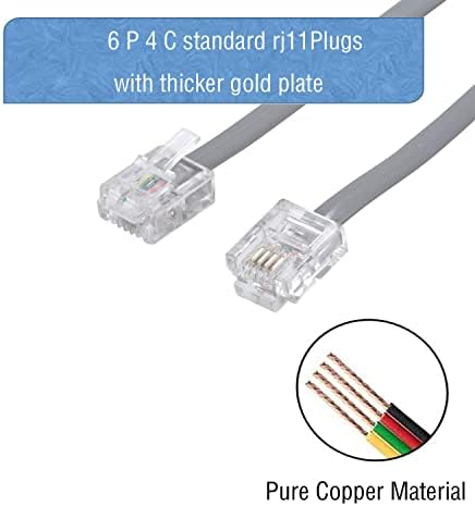 Кабел за кабел за продолжување на фиксната фиксна лента со стандарден приклучок RJ-11 6P4C