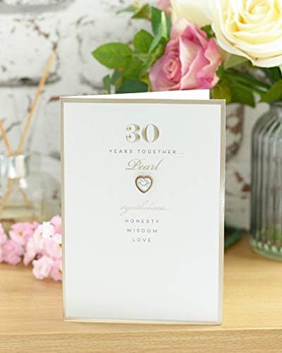 30 -та картичка за годишнина од свадбата - картичка за годишнината од свадбата на бисер - картичка за годишнина за двојка