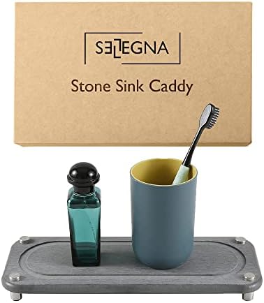 Селегна Брзо сушење Дијатомејско мијалник за мијалник - Камена лента за апсорбирање на вода за бројач за бања и кујна - држач за шише со сапун и сунѓер - Организатор ?