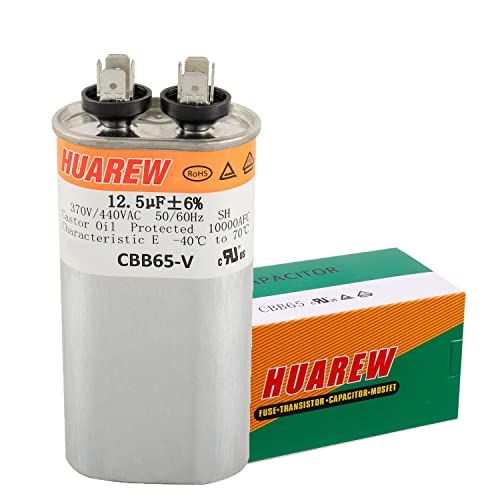 Huarew 12,5 UF MFD ± 6% 370/440 VAC CBB65 овален старт за стартување на почеток на вентилаторот и ладно или ладно или топлинска пумпа