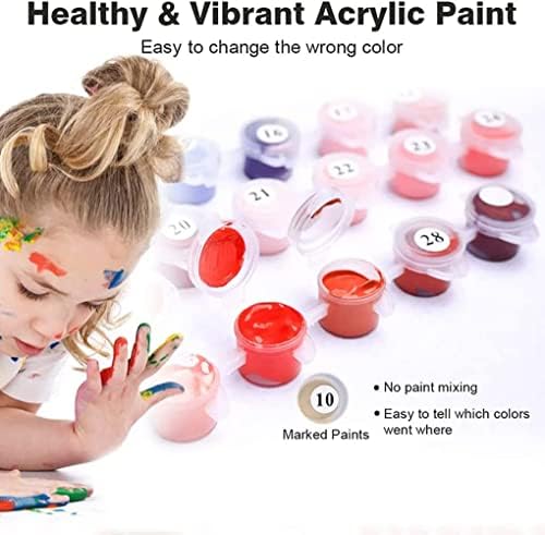 Ејазуики боја по број за возрасни со рамка, DIY боја по број за акрилна боја почетник по број за деца со масло за масло совршено за
