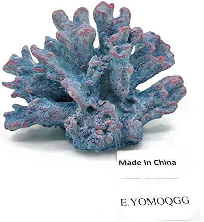 E.YOMOQGG Аквариум корал полирезин украси, вештачки декор на корални гребени сини за резервоар за риби и декорација на пејзаж
