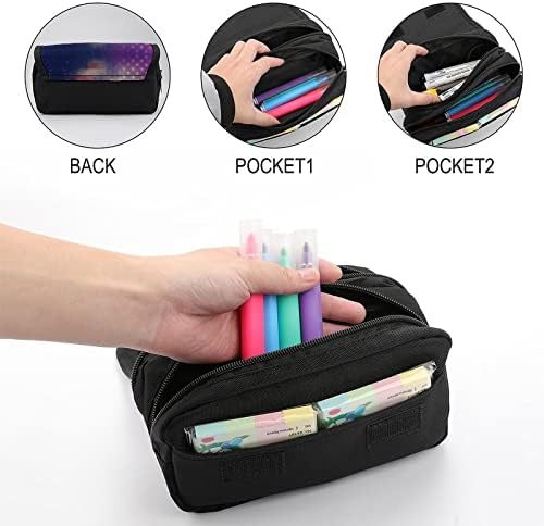 Американска торба со молив со молив со двојно слој, за канцелариски торбички торбички за шминка за шминка кутија за држач за торбичка
