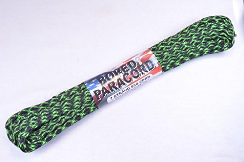 Досаден парокард бренд Паракорд / падобран кабел 7-низа, 550 lb. Загарантирана од јачината на паузата, направен од САД, тип III - распаѓање