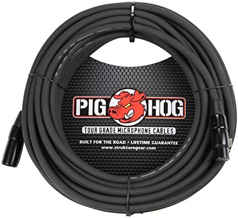 Свиња Hog PHM50 високи перформанси 8мм XLR микрофон кабел, црна, 50 стапки и PHM6 високи перформанси 8мм XLR микрофон кабел, 6 стапки
