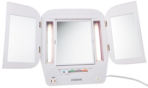 Џердон Модерен Три-Пати Шминка Огледало Со Светла-Суета Огледало СО 5x Зголемување &засилувач; Повеќе Поставувања Светлина