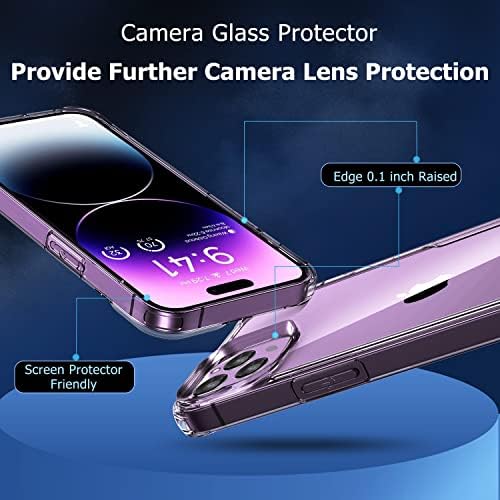 Оретек За Iphone 14 Pro Max Случај, со[2 x Заштитник На Екранот Од Калено Стакло][Заштитник На Објективот На Камерата] Кристално Чисто Заштитно