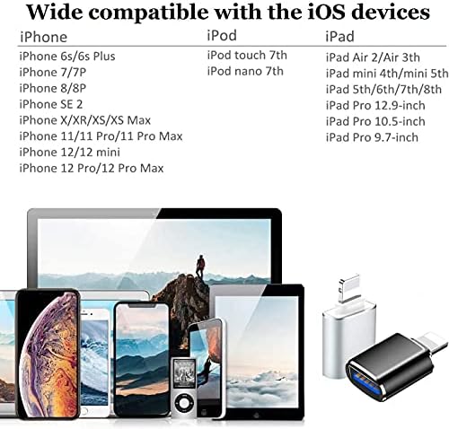 МОЛЊА ДО USB Адаптер, [Apple MFi Сертифициран] USB 3.0 Otg Кабел За Синхронизација На Податоци За iPhone/iPad, Читач На Картички За Поддршка,