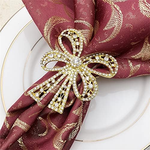 Cujux 10 парчиња хотелски украси за венчавки Bowknot прстен метално ткиво прстенен салфетка тока (боја: а, големина