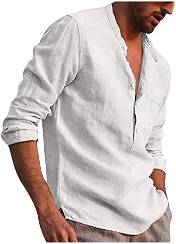 Oioloyjm исечени блузи со целосен ракав ладно тенок фит бохемија блуза цврста боја постелнина V-врат канцеларија зимска блуза