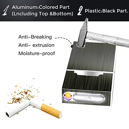 Дксин Кутија За Цигари Кралска Големина Алуминиум за Цело Пакување Цигари 20 парчиња 100мм Кралска Големина, Црна, Сребрена