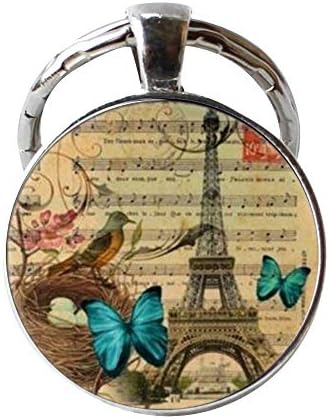 Гроздобер Париз Ајфел Кабохон стакло од пеперутка кула клуч