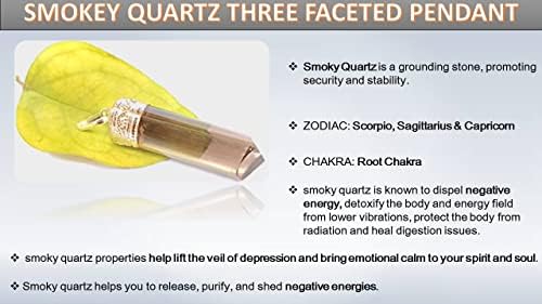 Хиџет Прекрасен чадски кварц Три фацетиран приврзок балансирајќи позитивна енергетска хармонија среќа јога медитација реики природен
