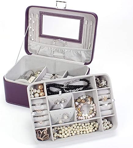 Кутија За Накит За Организатор На накит Едноставна Ретро Двослојна Кутија За Складирање Накит Од Кожа Домашна Кутија За Накит Погодна