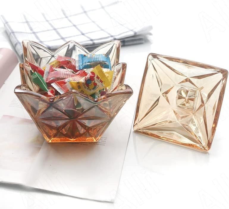 Genigw Европска стакло за складирање на стакло за дневна соба за кафе, тегли за бонбони, креативно олеснување на накит Организатор