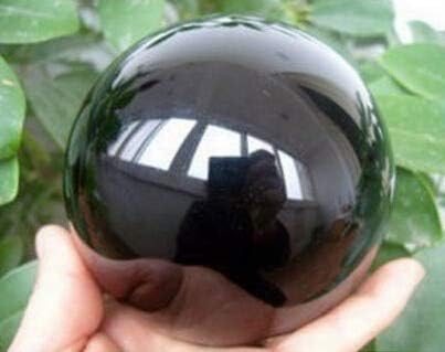 Замтак 60-100мм + дрвена сила- Материјал природна црна опсидијанска сфера Голема кристална топка заздравување камен обоена глазура- глазура-