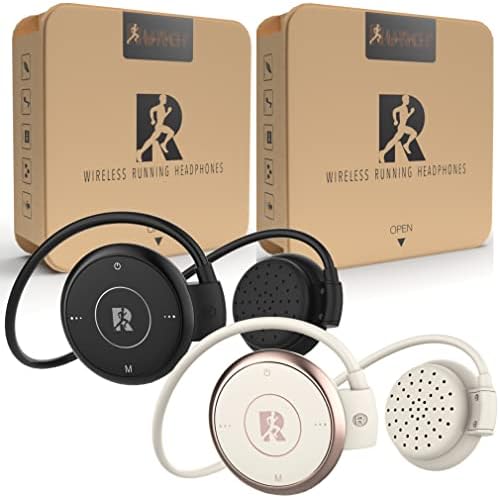 2 x Слушалки За Трчање Дизајнирани Од Тркачи-Црно-Бел Сет На Runar RNR1 Безжичен Bluetooth V5.0 Слушалки За Вратот
