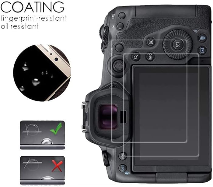 Стакло за заштитник на екранот Viesup за камера Canon EOS R5, [2-пакет] 9H тврдо стакло анти-меурче Анти-меур Анти-гребно ултра-чисто за