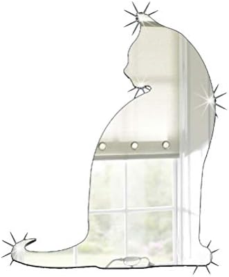 АМОСФУН канцелариски украси за жени DIY акрилна уметност налепница мачка шема огледало Површината wallид налепница колаж дома спална