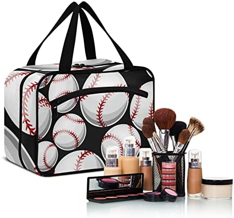 Софтбол Бејзбол Графика Тоалетна Торба За Жени Организатор На Торба За Шминка За Патувања Со Висечка Кука Козметички Кеси Висечка