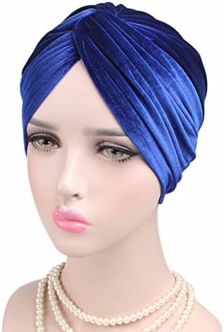 2 парчиња кадифени турбани за жени извртувајте плетиран грав капа за истегнување на главата за губење на косата капа за глава хемо глава
