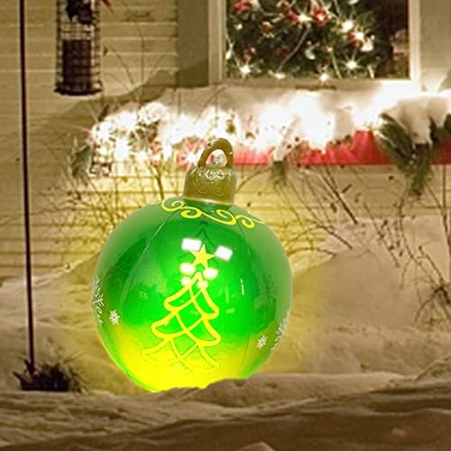 Ke1clo осветли Божиќно надувување украсена топка, голема ПВЦ на отворено празнично надувување топки Мери балон за украси на отворено и украси