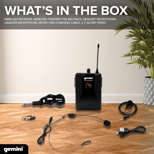 Gemini Sound GMU-HSL100 Професионални безжични слушалки за лавалиер за полнење на батеријата со инстант приклучок и поврзување со