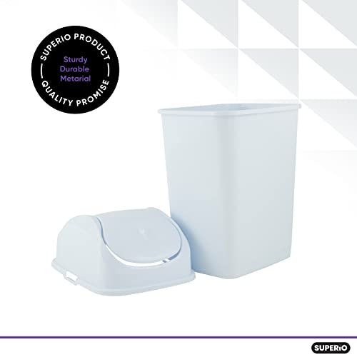 Superio Нова мала 2,5 галон пластична конзерва за отпадоци со врвен капак, отпадоци за под биро, канцеларија, спална соба, бања-