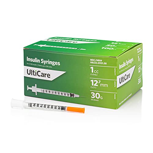 Ulticare U-100 инсулински шприцови, удобно и точно дозирање на инсулин, компатибилно со кој било инсулин на јачина на U-100, големина: 1CC,