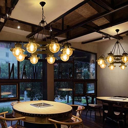 GMLSD лустери, дневна соба во ресторанот креативно осветлување, осветлување на кафе -кафе, стакло лустер/црно -стакло/8 светла/8