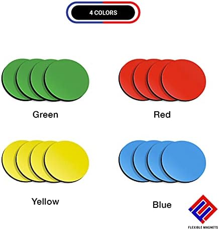 Флексибилни тркалезни магнети во разновидни бои А за табла, фрижидер, шкафче или канцеларија - 16 пакет, дијаметар од 2,5 инчи