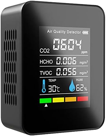 AREPAS 5 IN1 CO2 метар дигитална температура за влажност Тестер за влажност на јаглерод диоксид Монитор за квалитет TVOC HCHO Analyzer-A