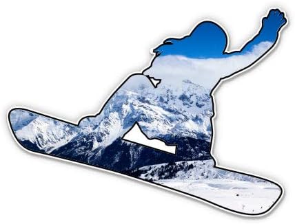Планини за девојчиња од сноуборд - 3 Винил налепница - За телефон со шише со вода за лаптоп за автомобили - водоотпорна декларација