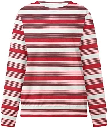 Шарена маичка за женски обичен пуловер симпатична печатена џемпери екипаж со долги ракави опуштени врвови кошули