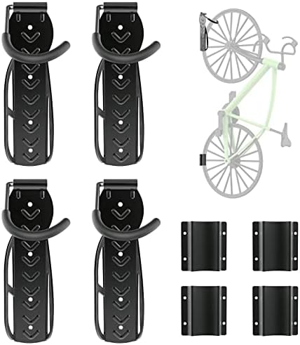 4 Пакет Решетка За Велосипеди За Гаража Со Послужавник За Гуми, Закачалка За Велосипеди За Монтирање На Ѕид За Складирање, Вертикална
