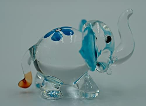 1ShopForyou стакло бебе сино слон мини стаклена фигура на животинска фигура Минијатурна рака разнесена уметност бр.4