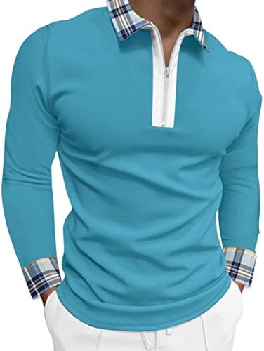 Машка летна летна цврста блуза карирана јака маица, спуштете ги врвовите на кратки ракави на јака, маички кошула за машка маичка