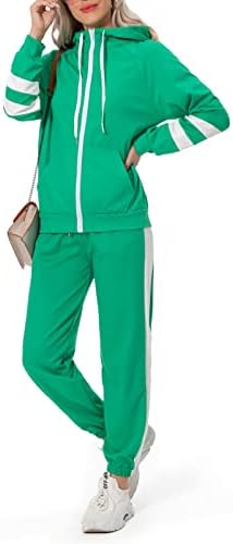 Обични облеки на женски 2 парчиња, со долги ракави со долги ракави, палто со качулка со панталони во боја, потта со џебови со џебови