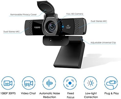 VIOFO 1080p Веб Камера Со Микрофон, Капак За Приватност, Ротирачки Клип, Компјутерски HD Стриминг Веб Камера, USB Веб Камера ЗА Лаптоп Десктоп КОМПЈУТЕР Во Живо Стриминг Ви?