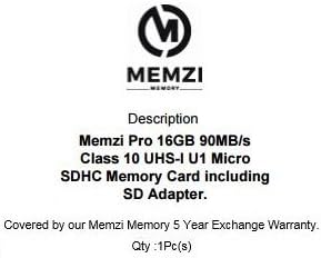 MEMZI PRO 16gb Класа 10 90MB / s Микро Sdhc Мемориска Картичка СО SD Адаптер За SpyTec Во Автомобил Цртичка Камери