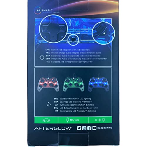 Afterglow LED Жичен Контролер На Игри - Rgb Hue Светла Во Боја-USB Конектор - Аудио Контроли - Двојна Вибрациона Гејмпад-Xbox Серија X|S,