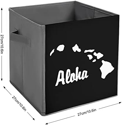 Алоха Хавајски Мапа Стп Кожа Склопувачки Канти За Складирање Платно Коцка Организатор Кошница Со Рачки