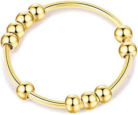VQYSKO анти-анксиозни прстени за жени, Firse Firety Rings Gold Fidget Ring Fidget Spinner Angistence Ring за девојчиња мажи, големина 5-12