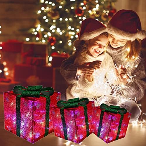 Осветлени Кутии За Подароци Внатрешни Божиќни Украси На Отворено За Новогодишна Елка Трем Домашен Настан Фустан За Девојки